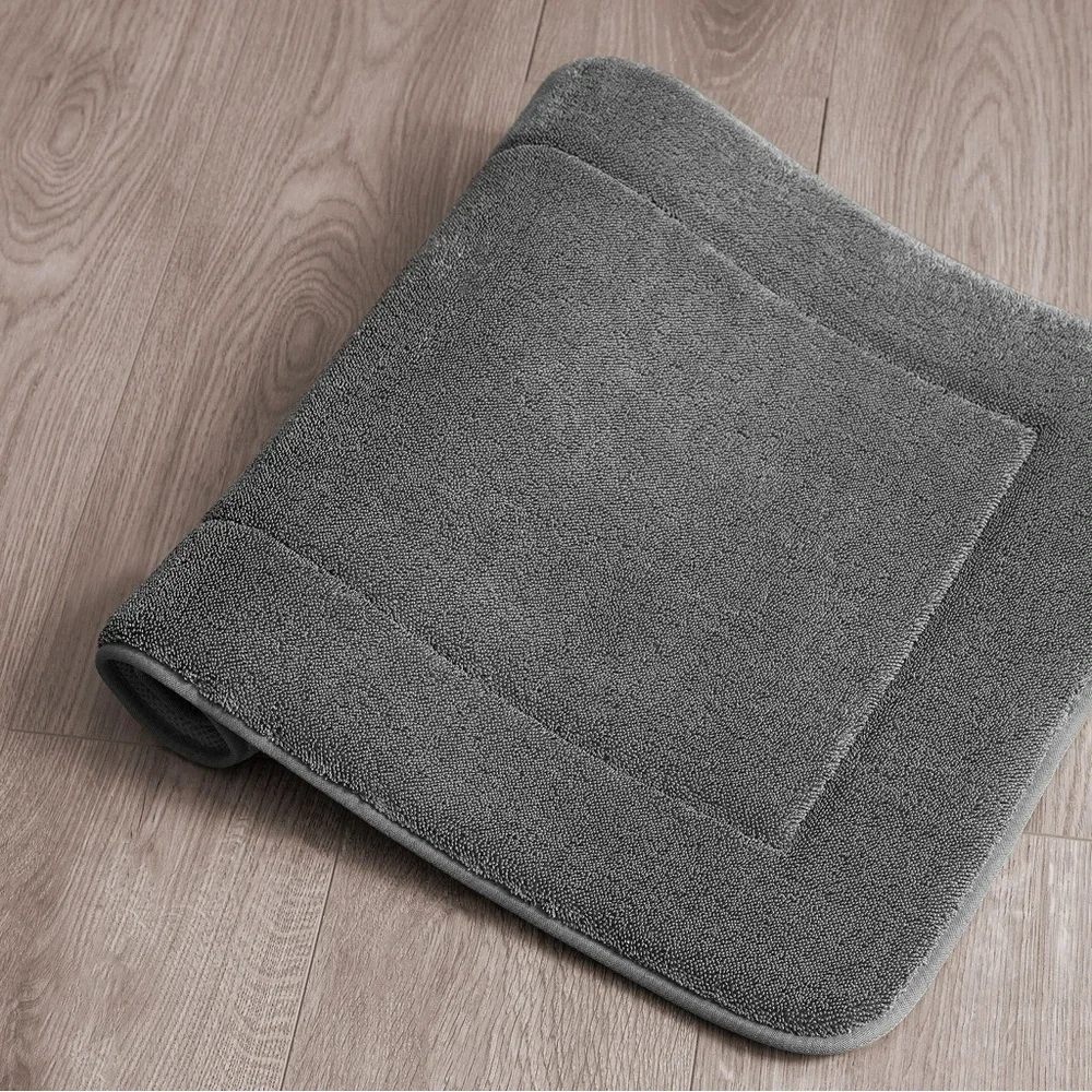 Oliver Brown Terry Memory Foam Charcoal Bath Mat Set